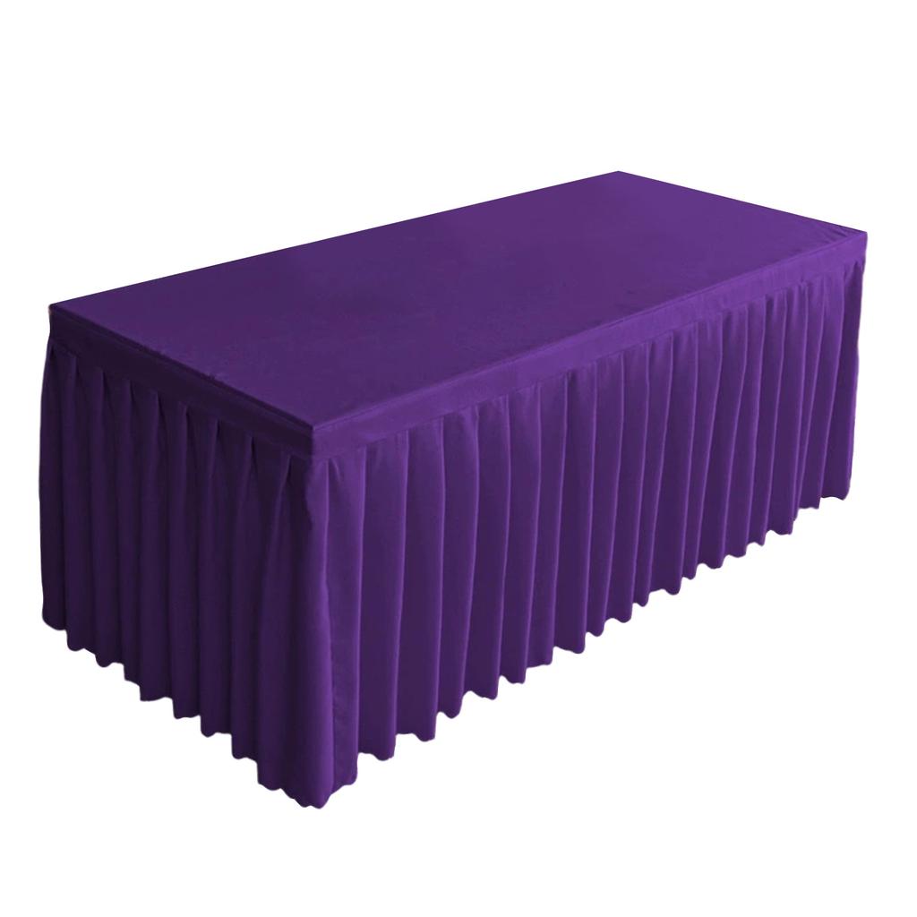 4FT Rectangular Polyester Tablecloth Wrinkle Resistant Table Skirt with Pleated Design for 120x60x75cm Tables Suitable for Event and Banquet Use
