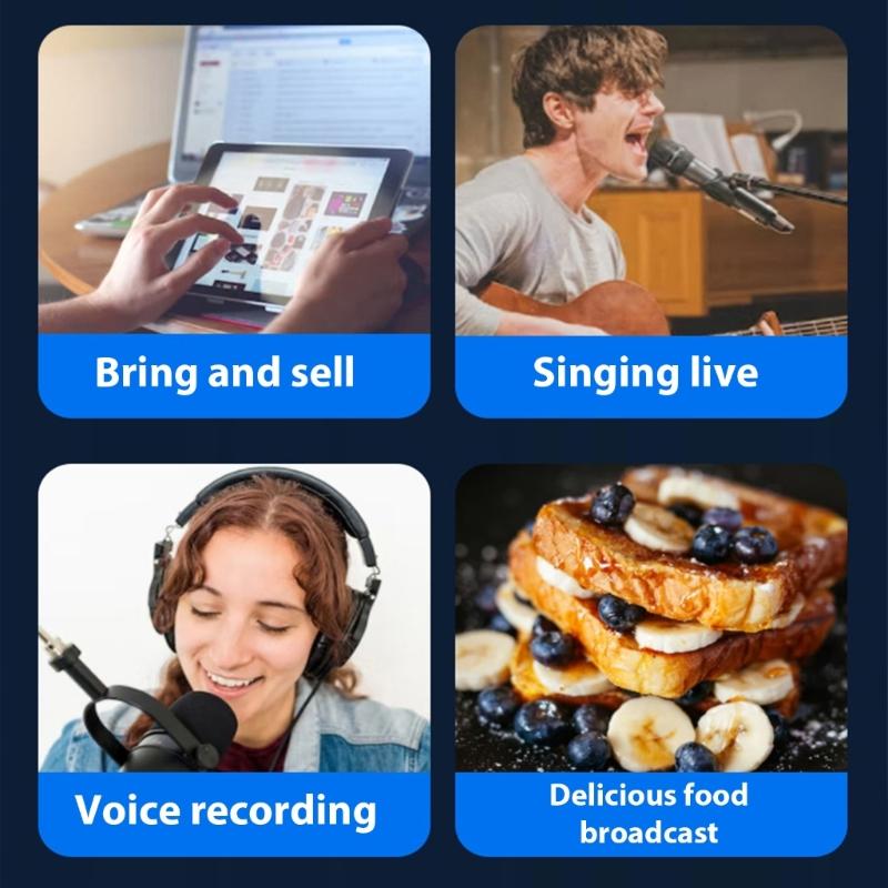 Computer Microphone With Real Time Monitoring For Streaming Desktop Mic with Intelligent Lights Noise Reduce