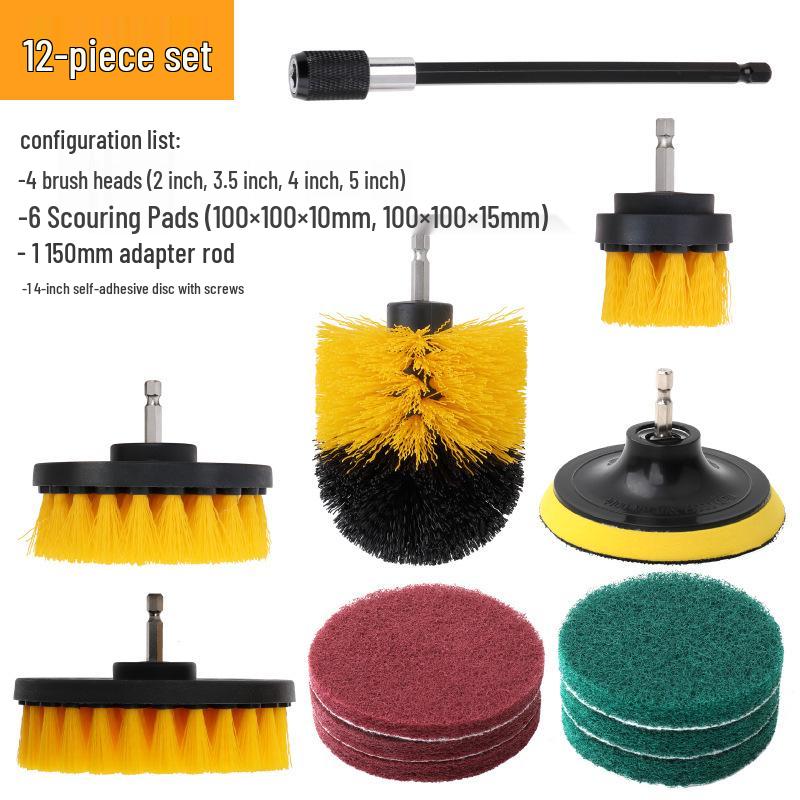 Multi-Piece Electric Drill Cleaning Brush Set for Home and Car