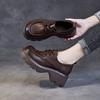Retro Leather Shoes - New Style for Spring and Autumn - Thick Heel and Thick Sole - Lace-up Single Shoe