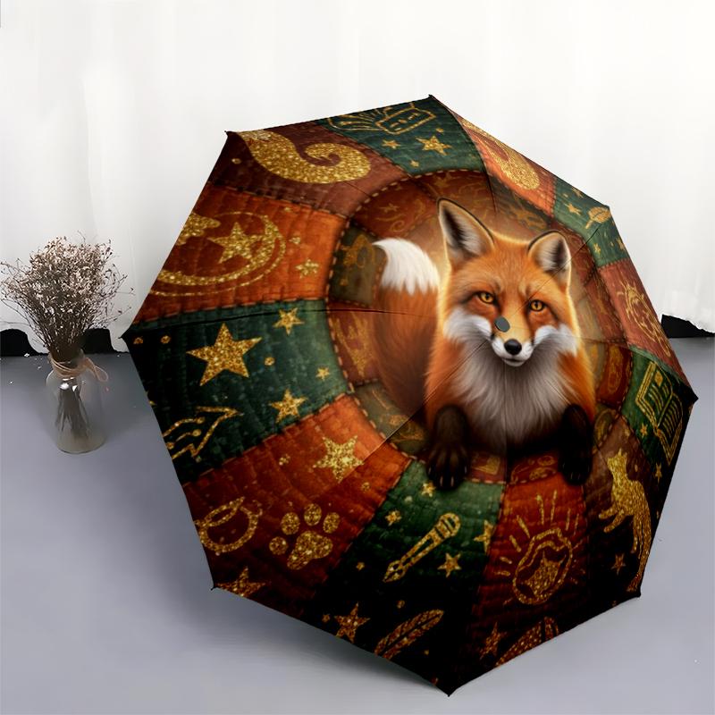 1 st Automatiskt Fällbart Paraply - Tecknat Mönster, Bärbar & Vikbar Design med 8 Ribbor, Jul- Födelsedagspresenter