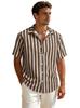Summer new men's striped short sleeved shirt, men's casual versatile loose short sleeved shirt