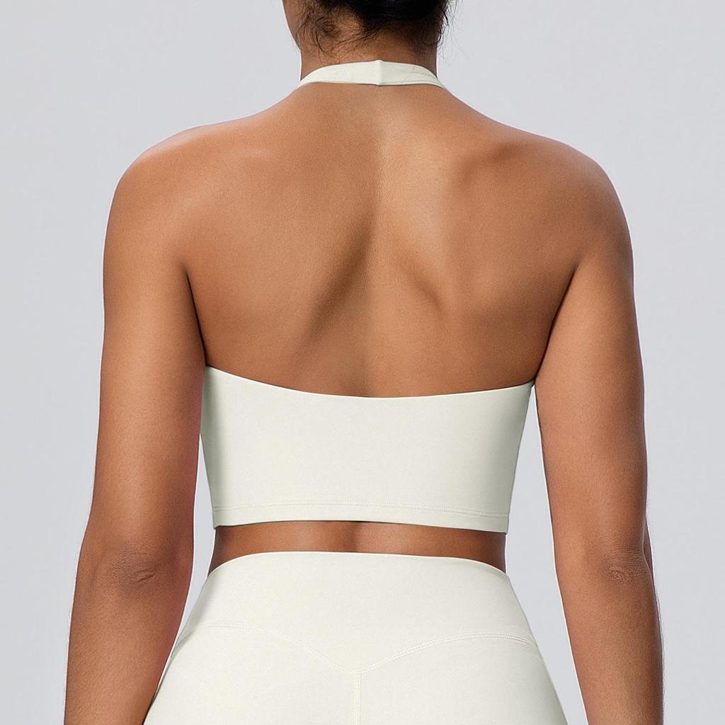 Cloud Feeling Women's Halter Backless Yoga Tank Top with Built-in Chest Pads - Fitness Sportswear