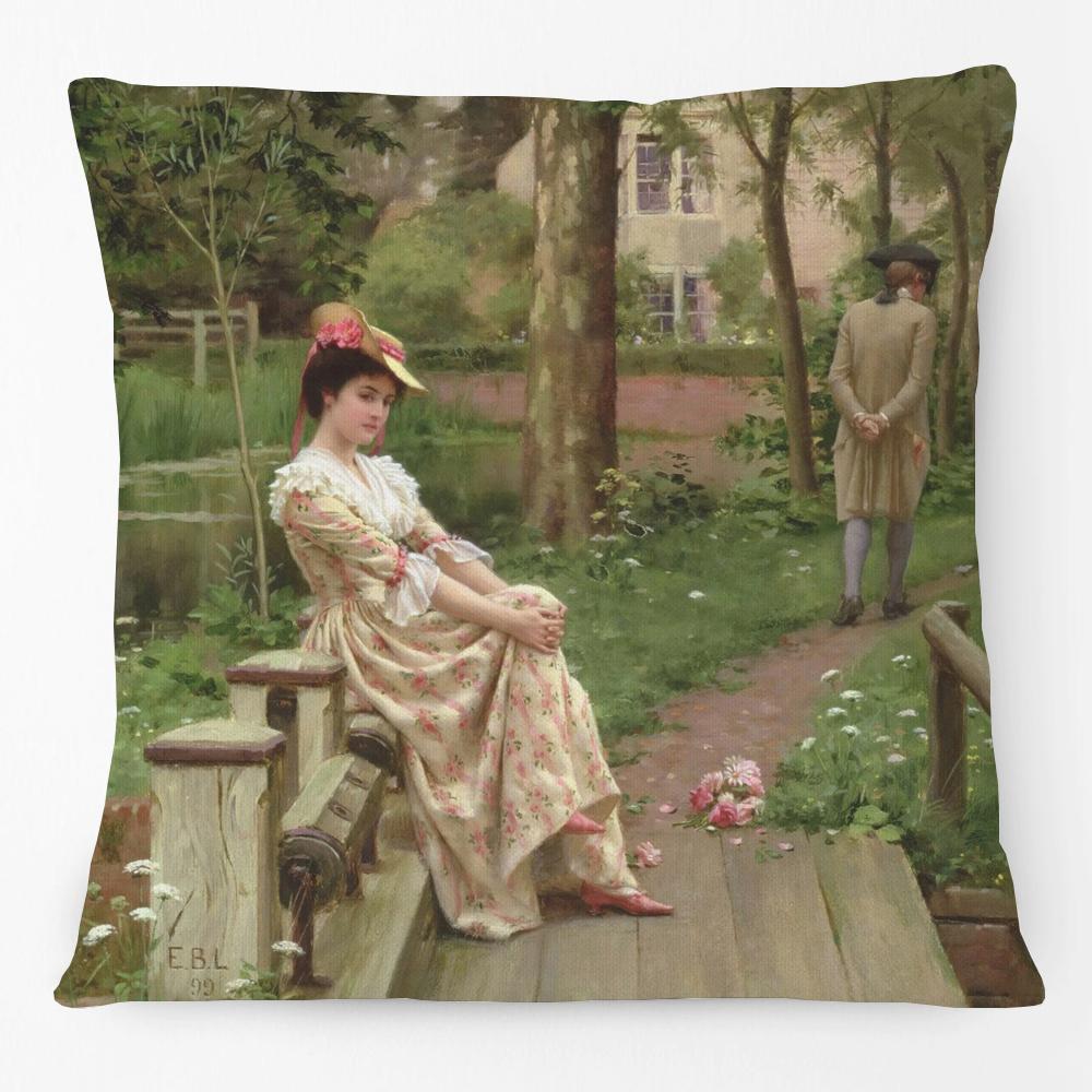 European Royal Woman Beauty Portrait Painting Cushion Covers Decorative Pillow Case For Sofa 45X45cm