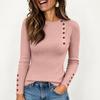 Damski dzianinowy sweter z zapięciem na guziki, casualowy top do warstwowego ubierania na jesień i zimę