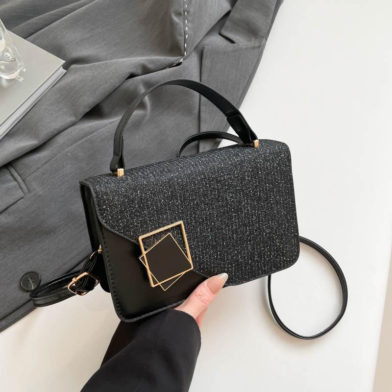 2025 New Trendy Foreign Style Splicing Texture Casual Large Capacity Fashionable Texture Portable Shoulder Crossbody Small Square Bag