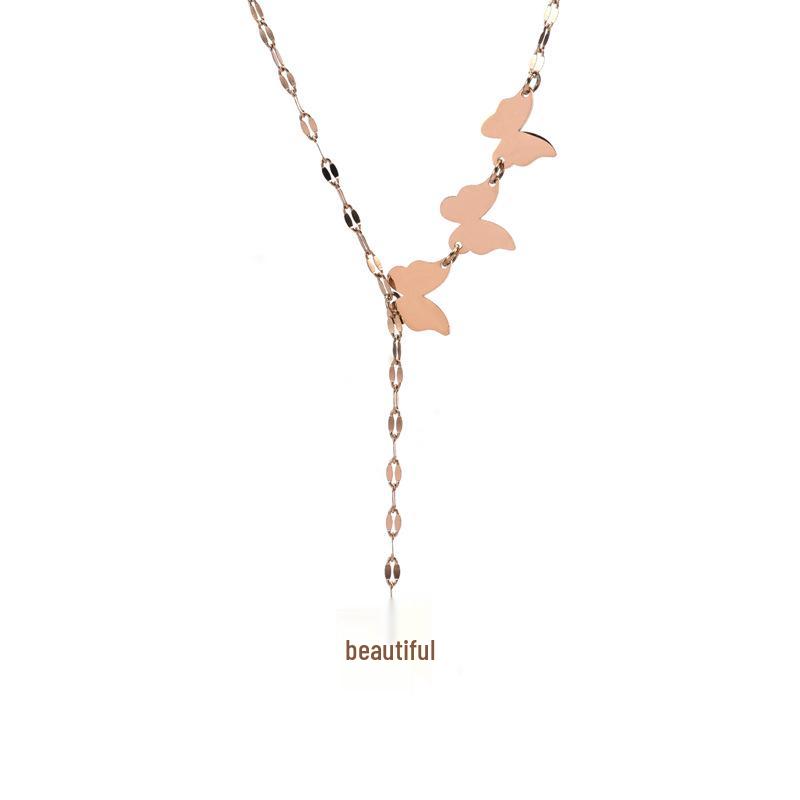 

Mori Style Butterfly Pendant Necklace - Titanium Steel Fairy Clavicle Chain for Women