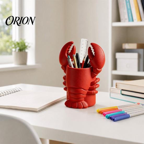 Novelty Desk Decor Lobster Pen Holder, 3D Printed Desktop Organizer, Crayfish Pencil Stand Fun Office Supplies for Student Supplies, Halloween