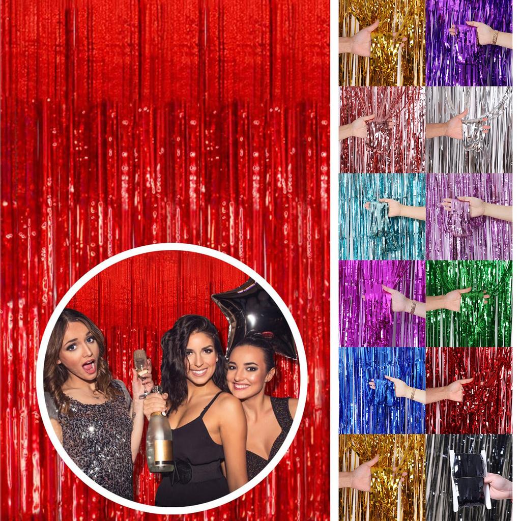 2/5 Pack Party Decorations Curtain Party Foil Fringe Birthday Decorations Photo Booth Streamer Theme Bachelorette Graduation Party Decorations