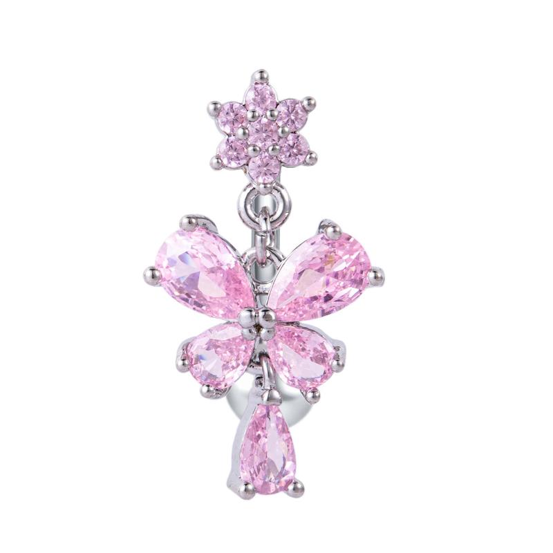 Sparkling Zircon Belly Button Rings Butterfly Heart Navel Piercing Ring For Women Body Jewelry Accessories