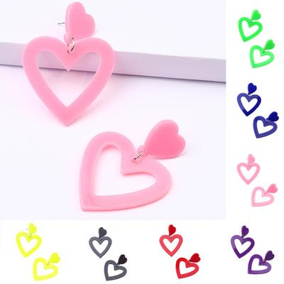 1 Pair Stud Earrings Lightweight Heart Acrylic Pendant Earrings Hypoallergenic Colorful Simple for Women