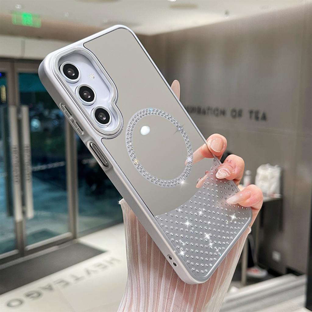 For Samsung Galaxy A36 5G/A56 5G Magnetic Case Mirror Surface TPU+PC Shockproof Phone Cover