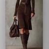  Autumn European and American Cross-border Fashion New Elegant Temperament Zipper Lapel Dress 894