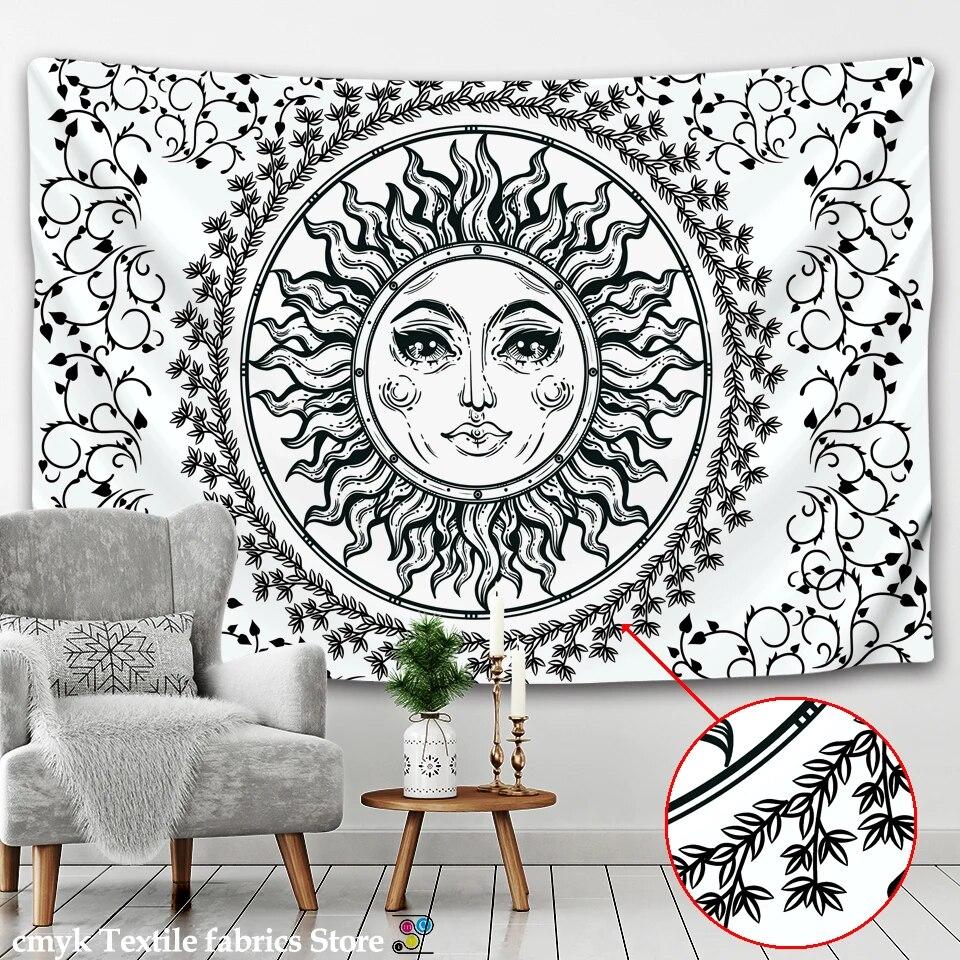 Sun God Moon God Tapestry Bohemian Style Wall Hanging Background Decoration Fabric Beautiful Mysterious Print Decoration
