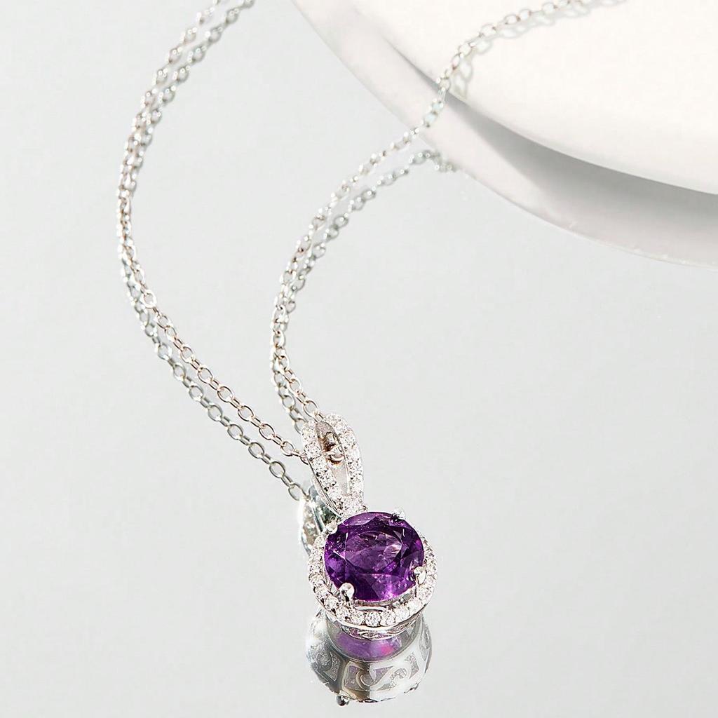 925 Sterling Silver Peridot and Zircon Necklace with Micro-Paved White Sapphire Gemstone Pendant