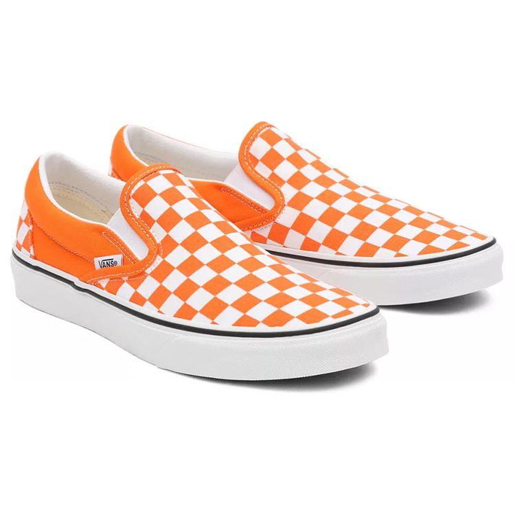 Vans Classic Slip-On Orange Tiger Checkerboard Unisex Sneakers True-White VN000XG8AZZ