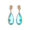 Earrings - LUXENTER - Miely - Blue Zircon (aquamarine) - 18K Yellow Gold Finish - 925 Sterling Silver
