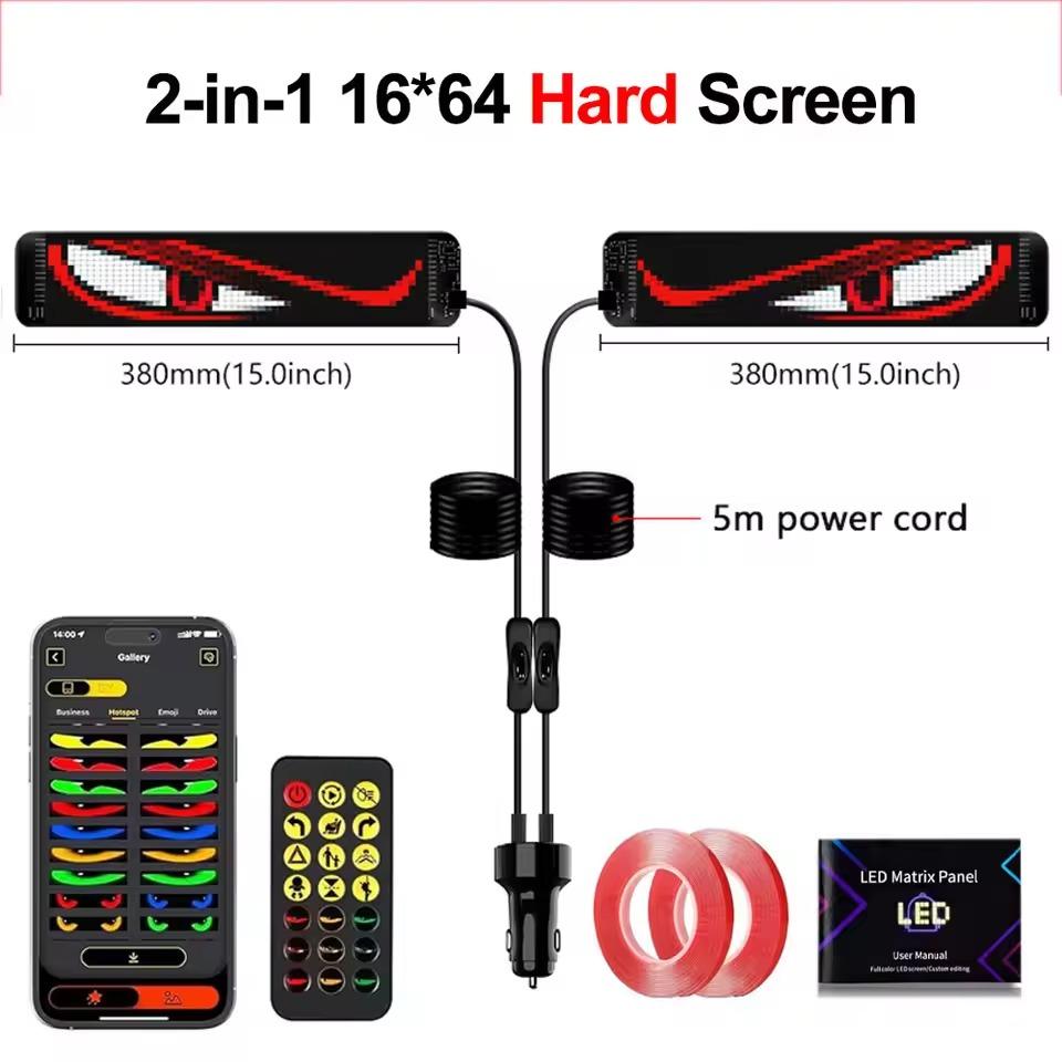 Devil Eyes Light Programmable LED Display Soft/hard Screen LED Matrix Pixel Panel App Control USB Poweded for Cars Windshield