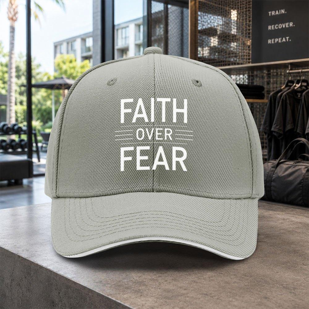 1pc Easy Faith Over Fear Sandwich Baseball Cap Unisex Easy Lightweight Adjustable Outdoor Duckbill Hat Suitable For Concerts Pa