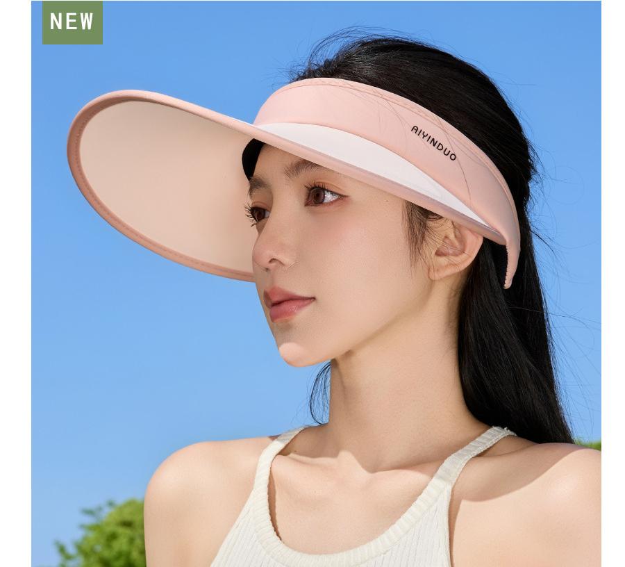 Women's Ice Silk UV50+ Wide Brim Open-Top Visor Summer Color Blocking Cooling Hat for Outdoor Sports & Urban Fashion