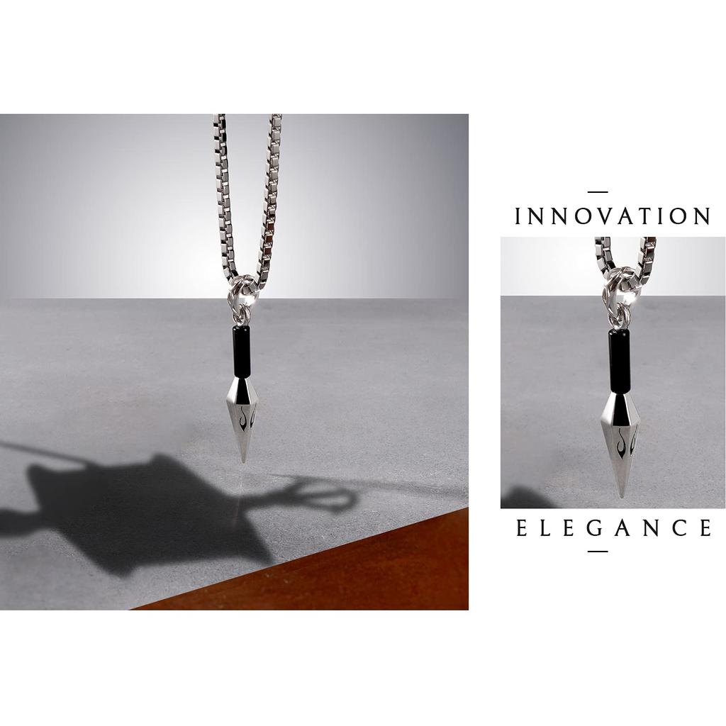 [AWNL] Men's Kunai Necklace, Silver, Venetian Chain, 18K White Gold Coated, 925 Sterling Silver, Esoteric Buddhism, Protection from Evil, Amulet