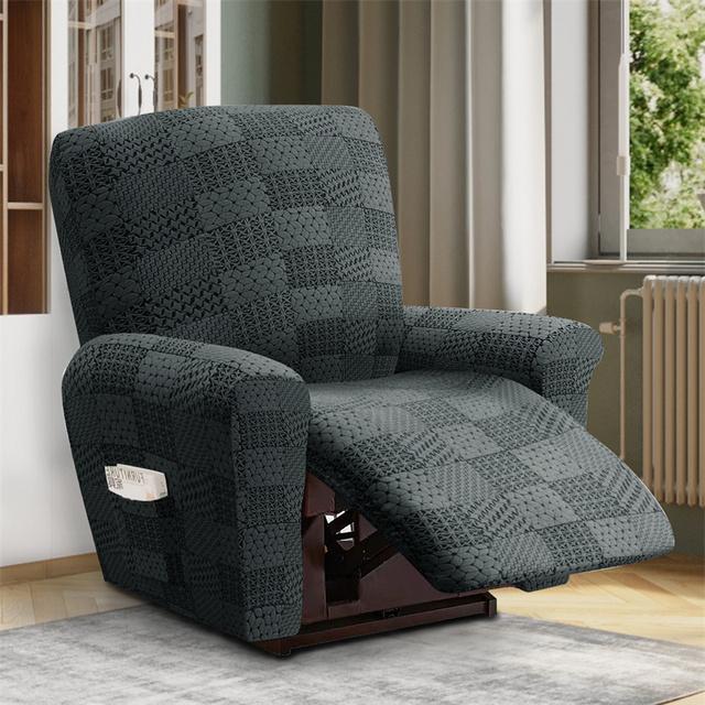 1 2 Seater Elastic Recliner Sofa Cover Jacquard Sofa Slipcoves Stretch Spandex Lazy Boy Armchair Covers Furniture Protector Case