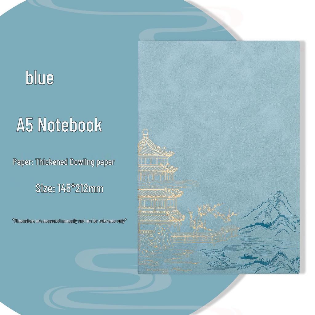Chinese Style Soft Leather A5 Notebook - High-Quality Diary and Office Meeting Minutes Book