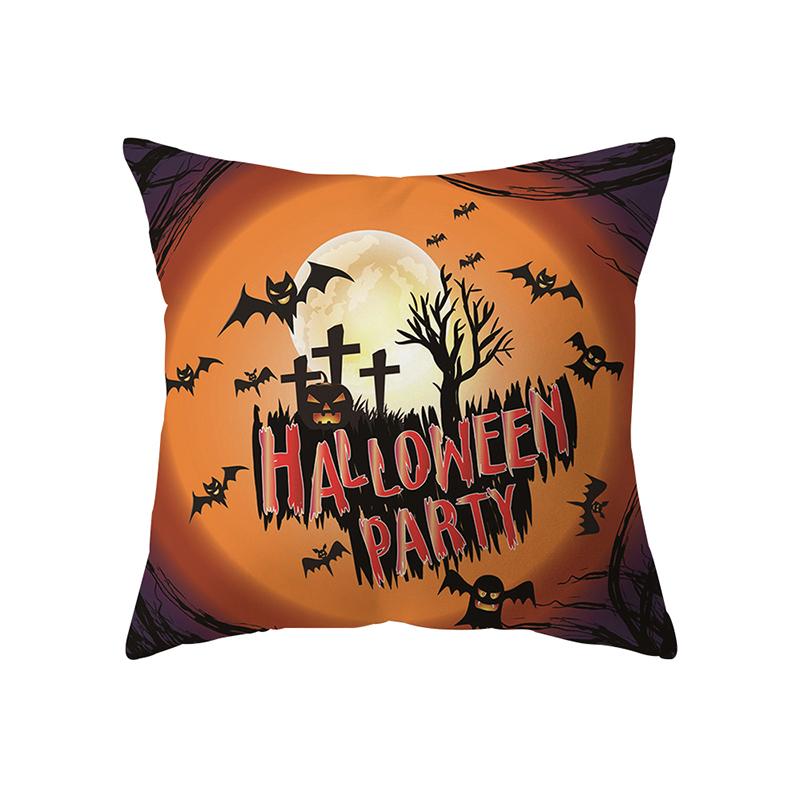 Halloween Theme Horror Pumpkin Black Cat Print Pattern Cushion Cover Home Living Room Sofa Decoration Pillow Pillow Cover