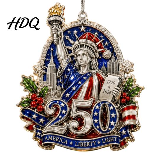 Acrylic Christmas Ornaments 250th Anniversary Ornament Patriotic Hanging Decor Commemorative Keepsakes for Home with Eagle Santa Liberty Bell,