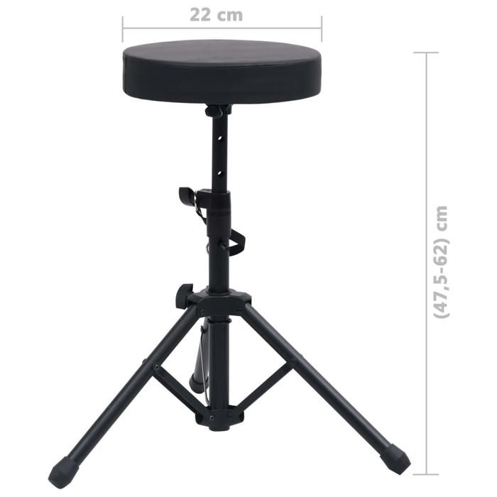 VidaXL Adjustable Drum Stool Black Round