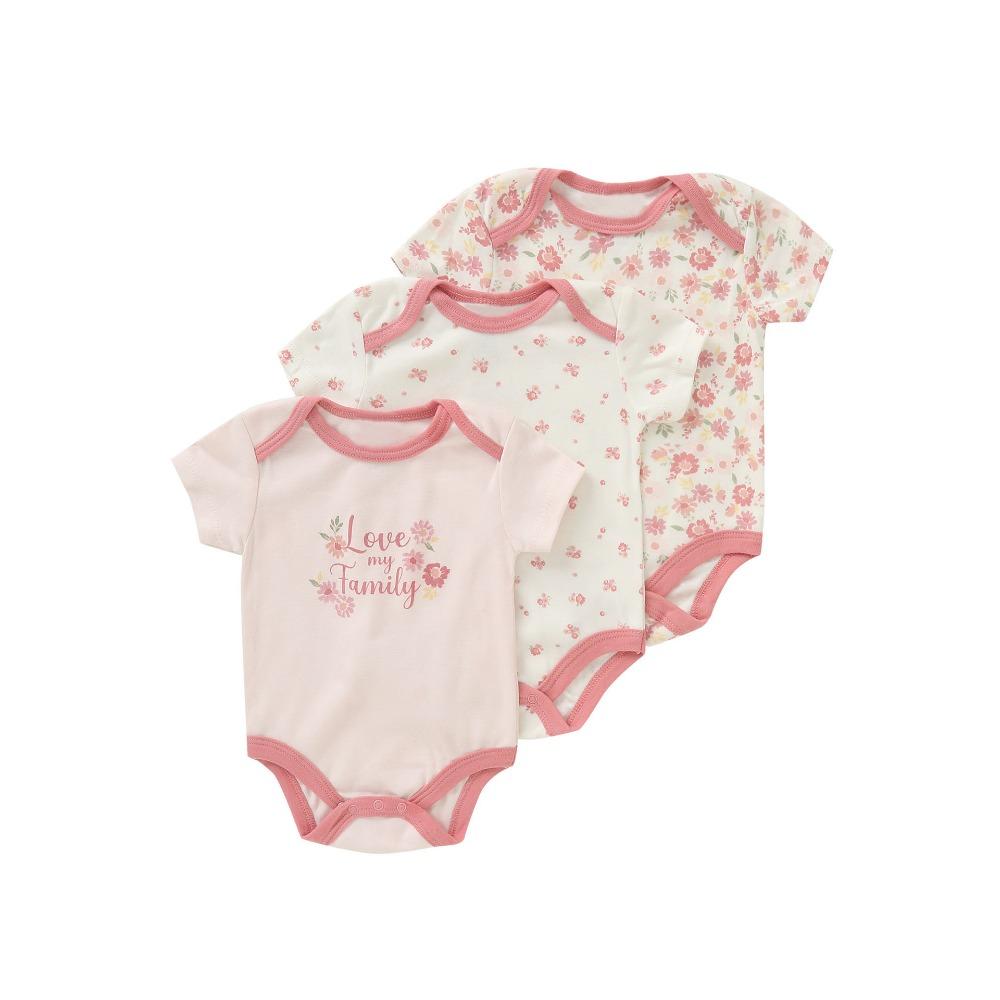 New Three-piece Baby Clothes Fart Clothes Short-sleeved Summer Printed Children's Clothing Baby One-piece Suit