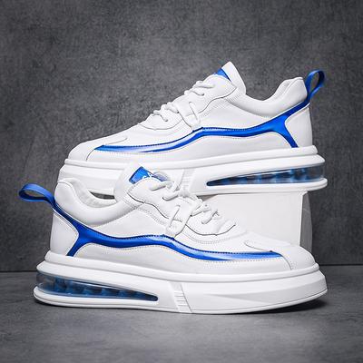 Men's Shoes New Air Cushion Board Shoes Men's Two-color Splicing Process Trend Versatile Men's Shoes Heightening White Shoes Spot