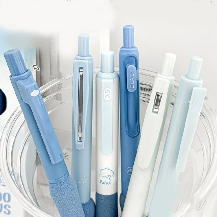 Pack of 6Pcs Retractable Gel Pen Quick Drying 0.5MM Office Writing Tool for Adult Student Writing Journaling