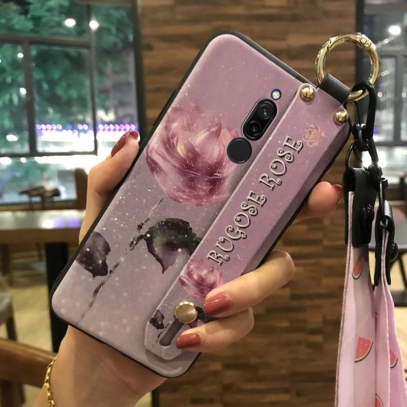 Flower Anti-knock Phone Case For Xiaomi Redmi 8 Silicone Wristband Anti-dust Soft case Fashion Design Phone Holder Ring