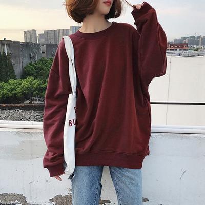 Thin Sweater Women's Crew Neck Trend Student Couple Girlfriend Wear Solid Color Sweater Support
