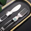 304 Stainless Steel Multifunctional Folding Cutlery Set with Knife, Fork, Spoon, and Detachable Chopsticks for Outdoor Use.