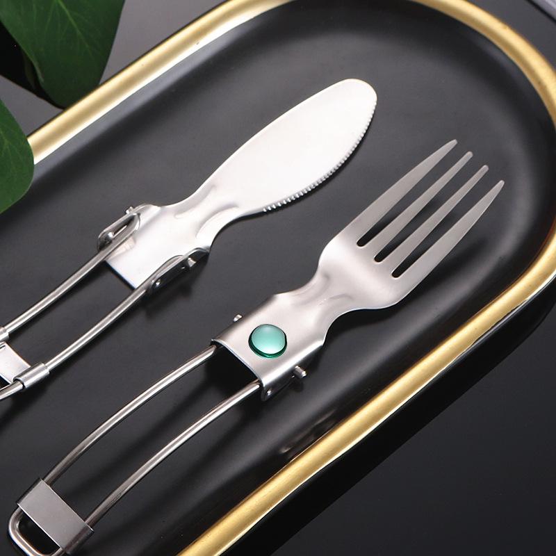 304 Stainless Steel Multifunctional Folding Cutlery Set with Knife, Fork, Spoon, and Detachable Chopsticks for Outdoor Use.