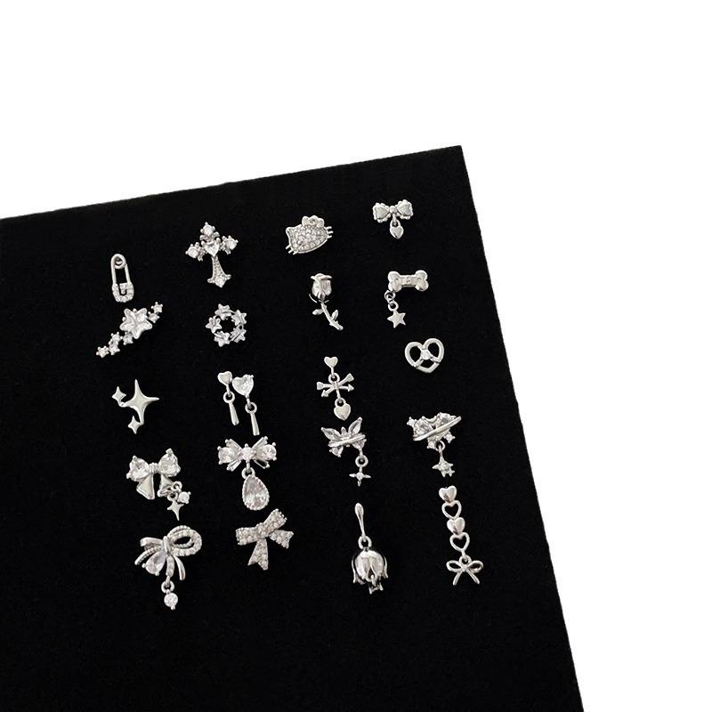 Zircon Bowknot Heart Cartilage Earrings: Chic, Versatile, Simple Earrings for Women