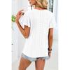 Summer Women's Solid Color V-neck Loose Short Sleeve T-shirt Double Layer Sleeve Casual Top for Europe USA Cross-border