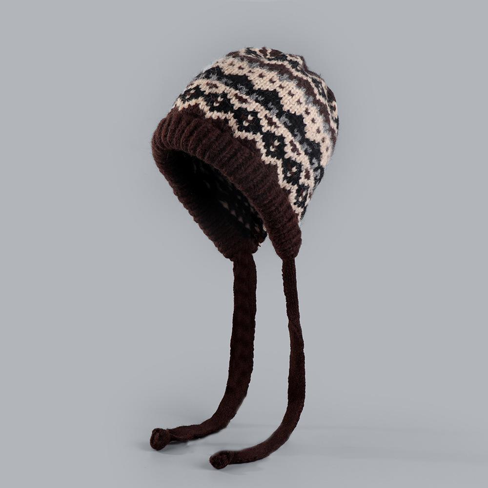 Vintage Dual-purpose Thick Warm and All-match Ear Protection Street Style Knitted Hat