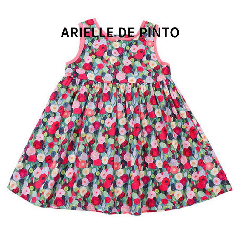 French Arielle De Pinto Girls Backless Bow Dress Summer Casual Fashion Suspender Dress Flower color 80cm