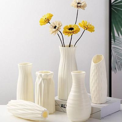 Ins Imitation Ceramic Nordic Flower Vase Creative Durable Plastic Flower Pot Simple Flower Bottle Home Decoration