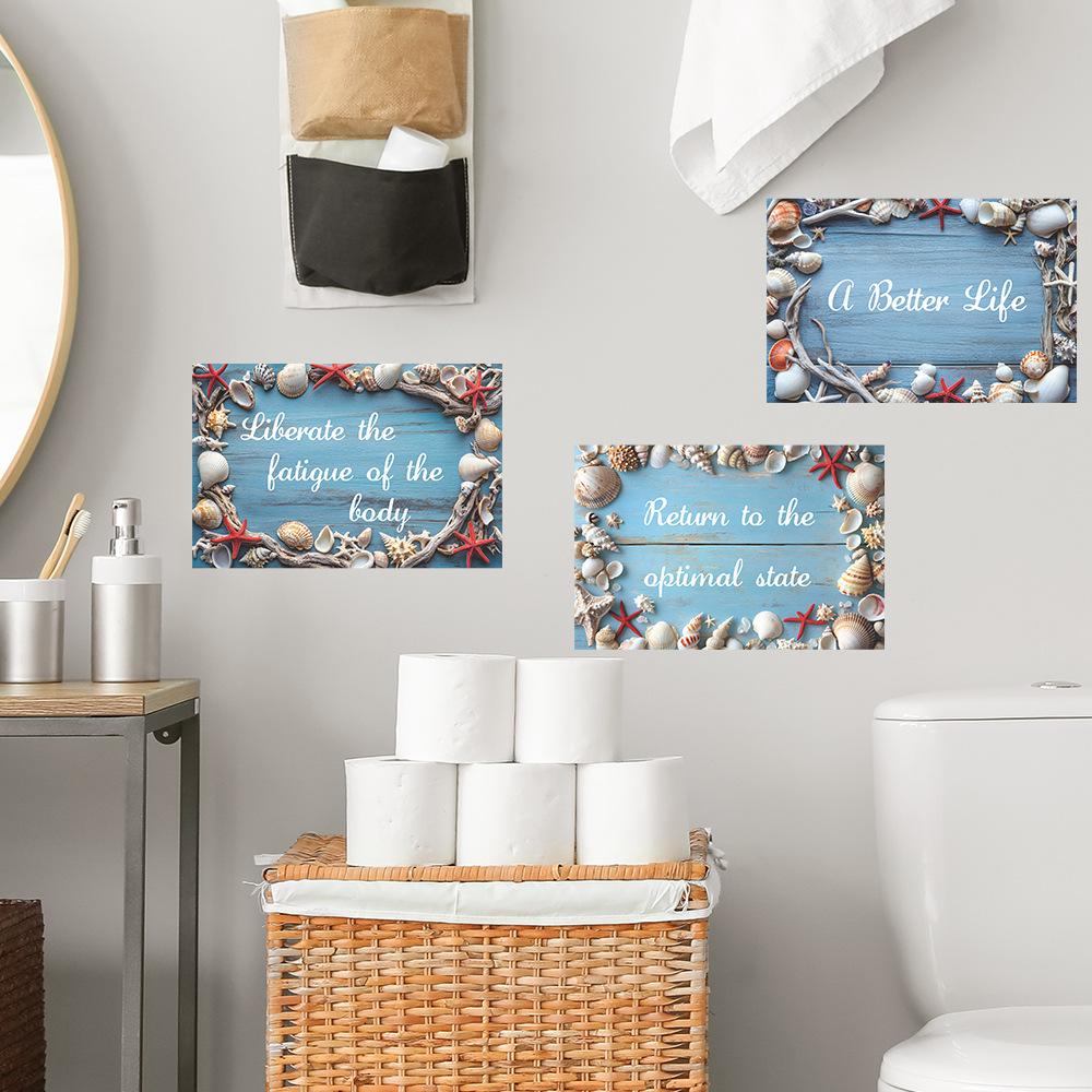 English Slogan Shell Starfish Bathroom Home Wall Beautification Stickers