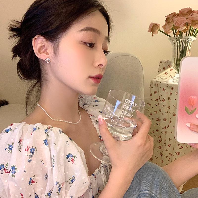 Cercei cu ac de argint 925 retro cu strasuri albastre pentru femei - Stil elegant coreean, cercei tip stud lux ușor