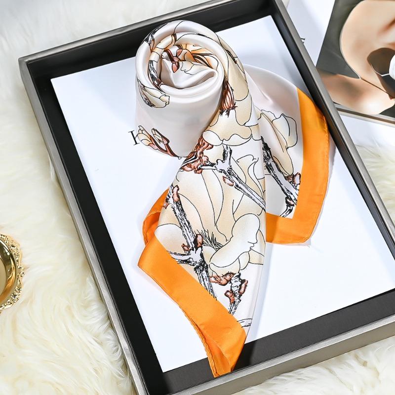 Spring and summer new simulated silk scarf women's versatile high-end sense 70 square scarf fashion printing professional small scarf