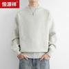 Hengyuanxiang Men's Solid Color Crew Neck Knit Sweater