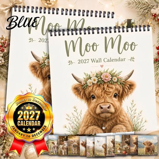 Desk Calendar for Farmhouse Animal Cow Wall 2027 Highland Home Office Calendar Funny Rustic New