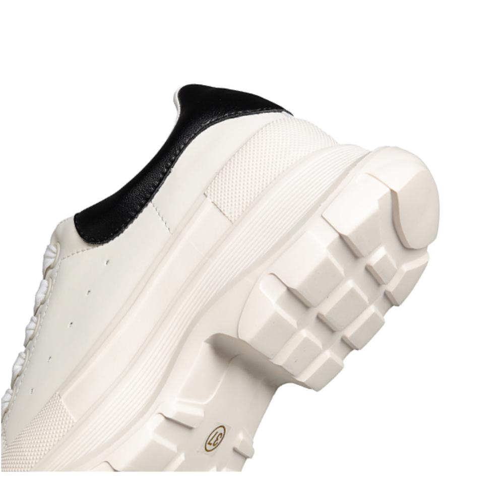 Damen-Sneaker aus klobigem Leder, erhöhende Schnür-Freizeitschuhe, runde Zehen, luxuriöse Sportschuhe