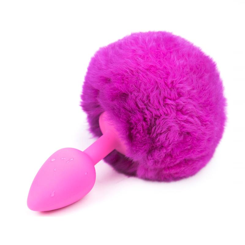 Purple Pompom Anal Plug Size S