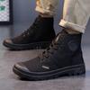 Men Boots Canvas Ankle Boots Retro Lace Up Rubber Boots Outdoor Hiking High Top Men Shoes High Quality Non Slip Work Boot